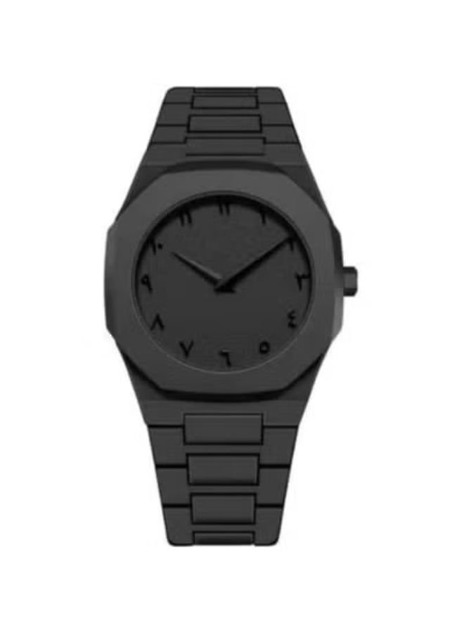 JAJEEK Arabic Numeral Wristwatch with Matte Black Metal Band – Classic Waterproof Analog Watch for Men & Women, Stylish Modern Design for Casual, Business & Gift Occasions - Image 1