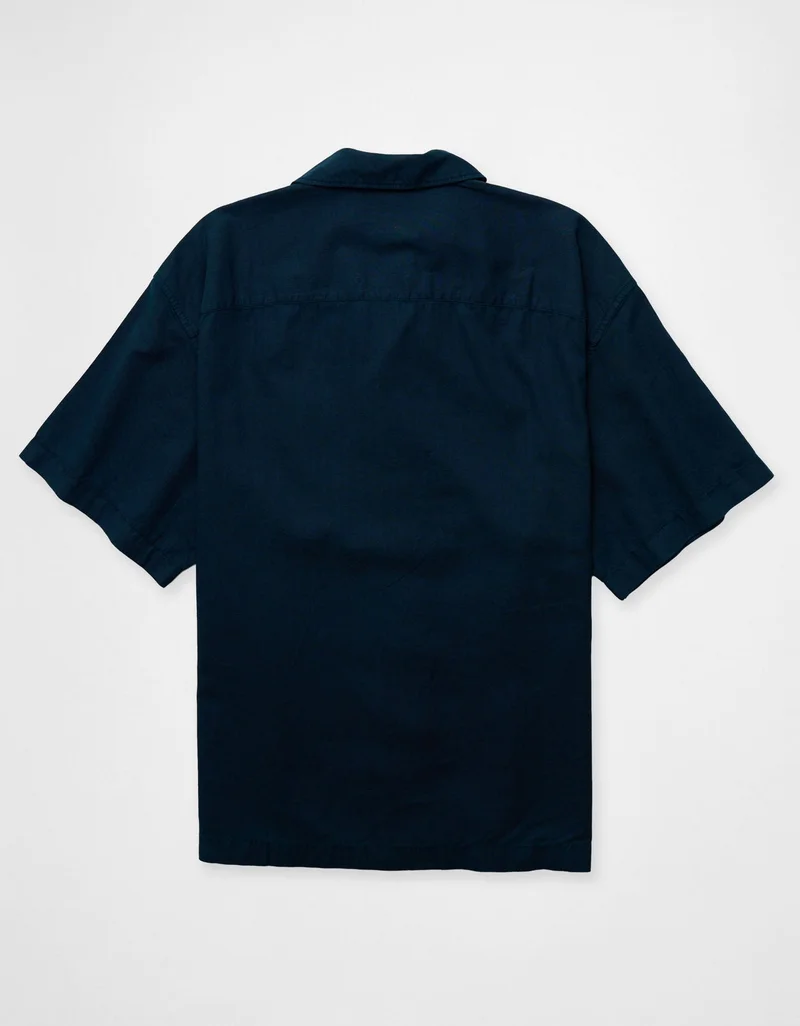 American Eagle  AE Relaxed Fit Linen-Blend Camp Collar Shirt for Men | Best Price UAE