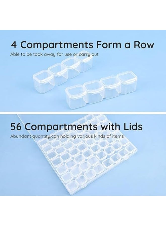 56 Grids Clear Plastic Organizer Box, Gem Jewelry Storage Container with Dividers, Bead Organizer Earrings Diamond Painting Storage Box Seeds Craft Organizer Screw Tool Boxes for Small Parts - Image 5