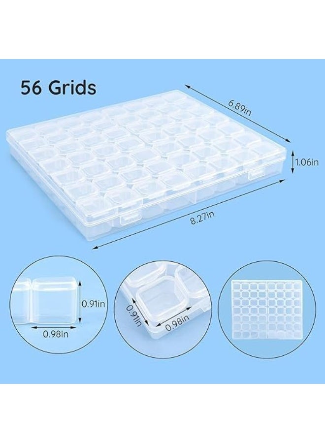 56 Grids Clear Plastic Organizer Box, Gem Jewelry Storage Container with Dividers, Bead Organizer Earrings Diamond Painting Storage Box Seeds Craft Organizer Screw Tool Boxes for Small Parts - Image 3