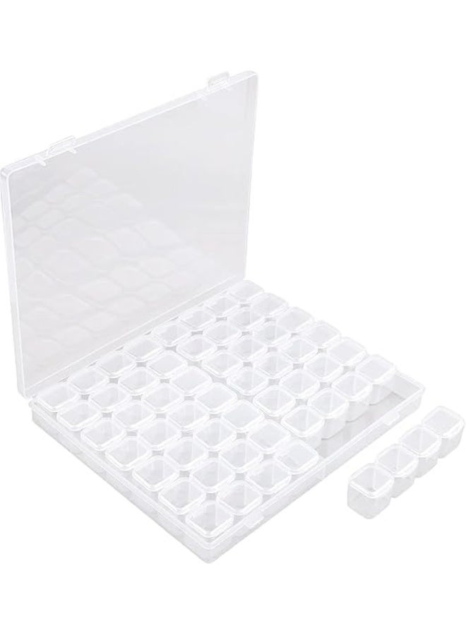 56 Grids Clear Plastic Organizer Box, Gem Jewelry Storage Container with Dividers, Bead Organizer Earrings Diamond Painting Storage Box Seeds Craft Organizer Screw Tool Boxes for Small Parts - Image 1