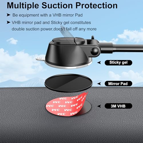 Peastrex Tablet Holder for Car Dashboard Ipad Holder Gooseneck Windshield Strong Suction Cup Mount for 4.5-12.9" Tablets Phones, iPad Pro, Galaxy Tab, iPhone 15 14 Galaxy S25 S24 Z Fold 5 4 - Image 3