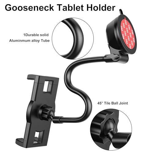 Peastrex Tablet Holder for Car Dashboard Ipad Holder Gooseneck Windshield Strong Suction Cup Mount for 4.5-12.9" Tablets Phones, iPad Pro, Galaxy Tab, iPhone 15 14 Galaxy S25 S24 Z Fold 5 4 - Image 5