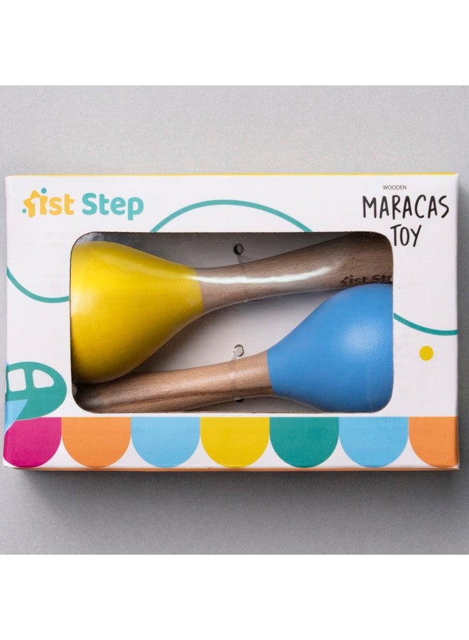 1st Step Wooden Maracus Toys (Blue & Yellow) - Image 4