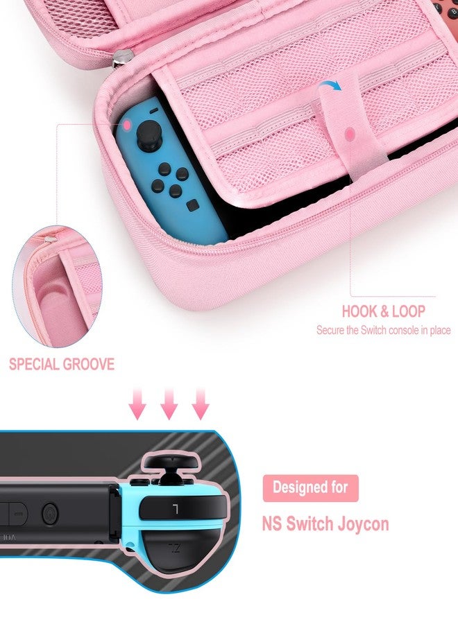 innoAura Switch Case for NS Switch 18 in 1 Switch Accessories Bundle with Switch Carrying Case, Switch Game Case, Switch Screen Protector, Switch Stand, Switch Thumb Grips (Pink), Switch Pink, Modern - Image 3