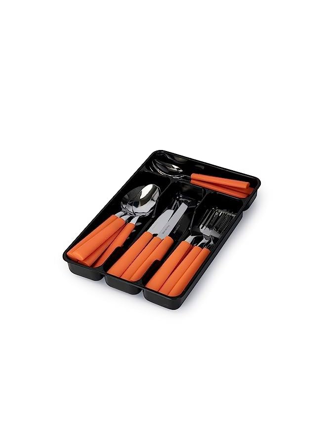 GOGO Cutlery Set, 25 Piece Set - Includes Knives, Forks, Spoons, Teaspoons, with Tableware Box - Orange - Image 3