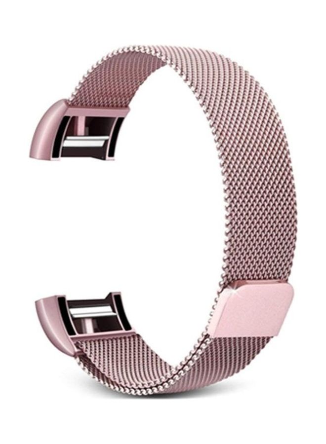NIBEMINENT Smart Watch Stainless Steel Wrist Strap Watchband For Fitbit Charge 2 Pink - Image 1
