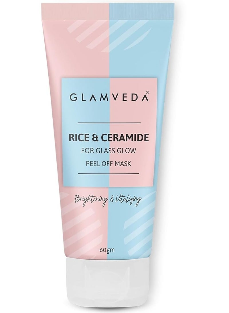 Glamveda Rice & Ceramide Peel-Off Mask | Hydrating & Barrier-Strengthening | Brightens, Evens Tone & Reduces Signs of Aging |All Skin Types | 60 gm - Image 1