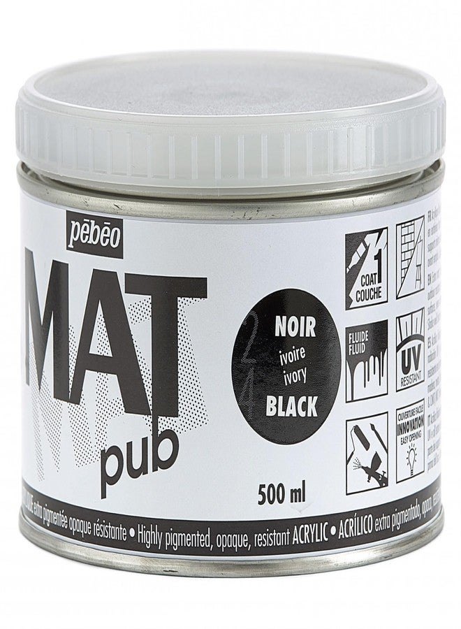 Pebeo Mat Pub, extra fine, 500 ml-Ivory Black Acrylic Paint - Image 4