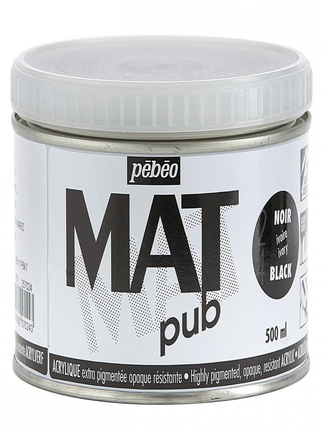 Pebeo Mat Pub, extra fine, 500 ml-Ivory Black Acrylic Paint - Image 1