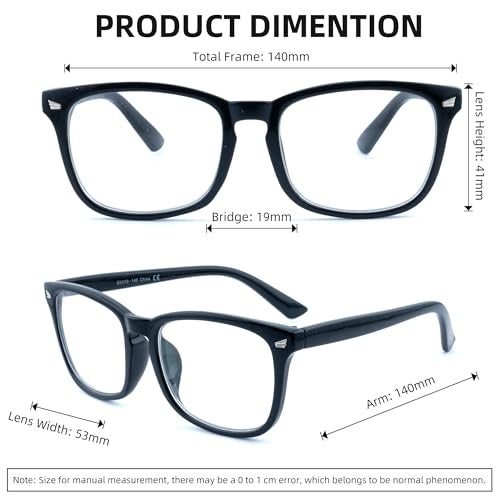 FEIVSN 3 Pack Reading Glasses for Women Men Full Lens Readers PC Frame Fixed Hinge One Power Eyewear, Black + Brown Tortoiseshell + Pea Color, +2.50 - Image 3