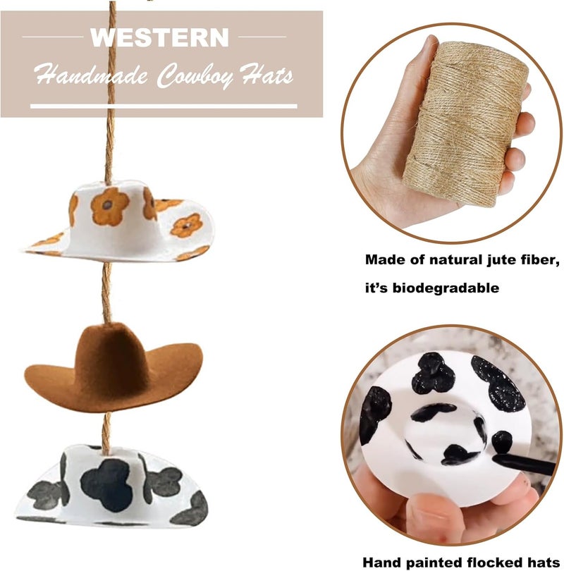 Cowboy Hat: Handmade Felt Western Hat - Sunflower Accent Car Hanging Ornament for Rearview Mirror Car Decor - Image 4