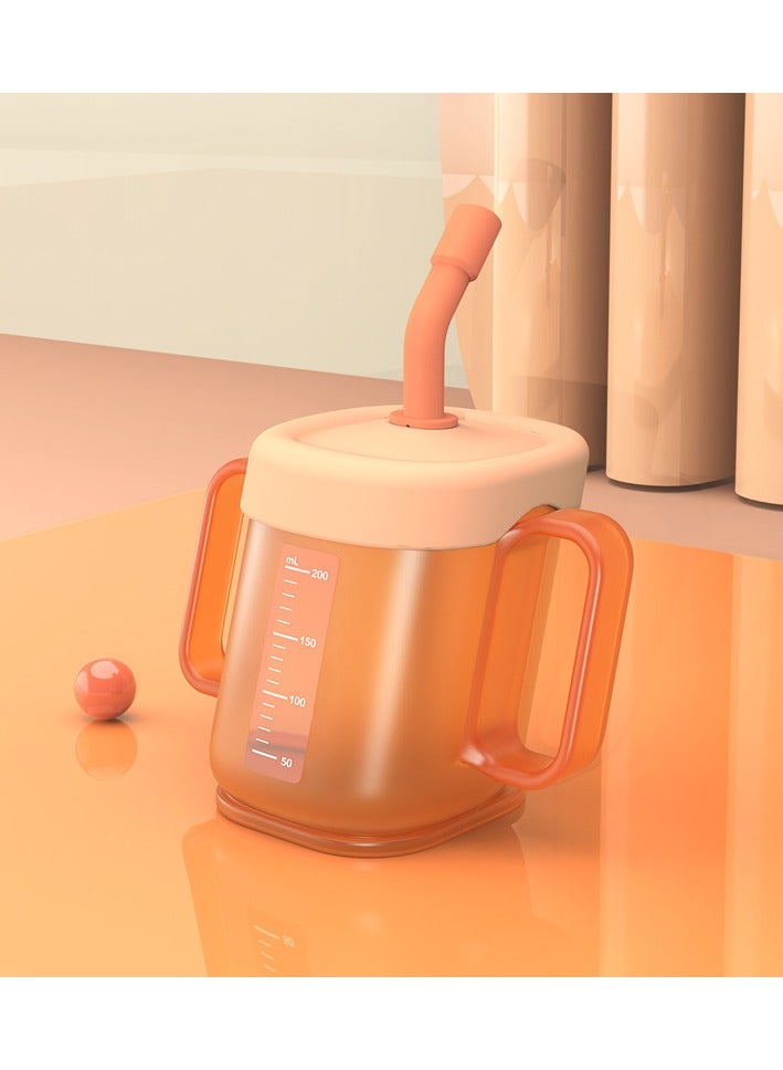 أطفال الهوغوز كأس تعليم الأطفال كأس الحليب مع معايرة مقبض الطفل كأس سيبي للأطفال كأس شرب مضاد للاختناق (برتقالي) - Image 1