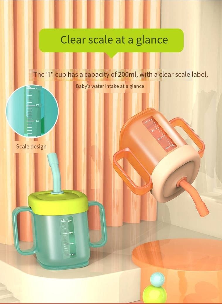 أطفال الهوغوز كأس تعليم الأطفال كأس الحليب مع معايرة مقبض الطفل كأس سيبي للأطفال كأس شرب مضاد للاختناق (برتقالي) - Image 4