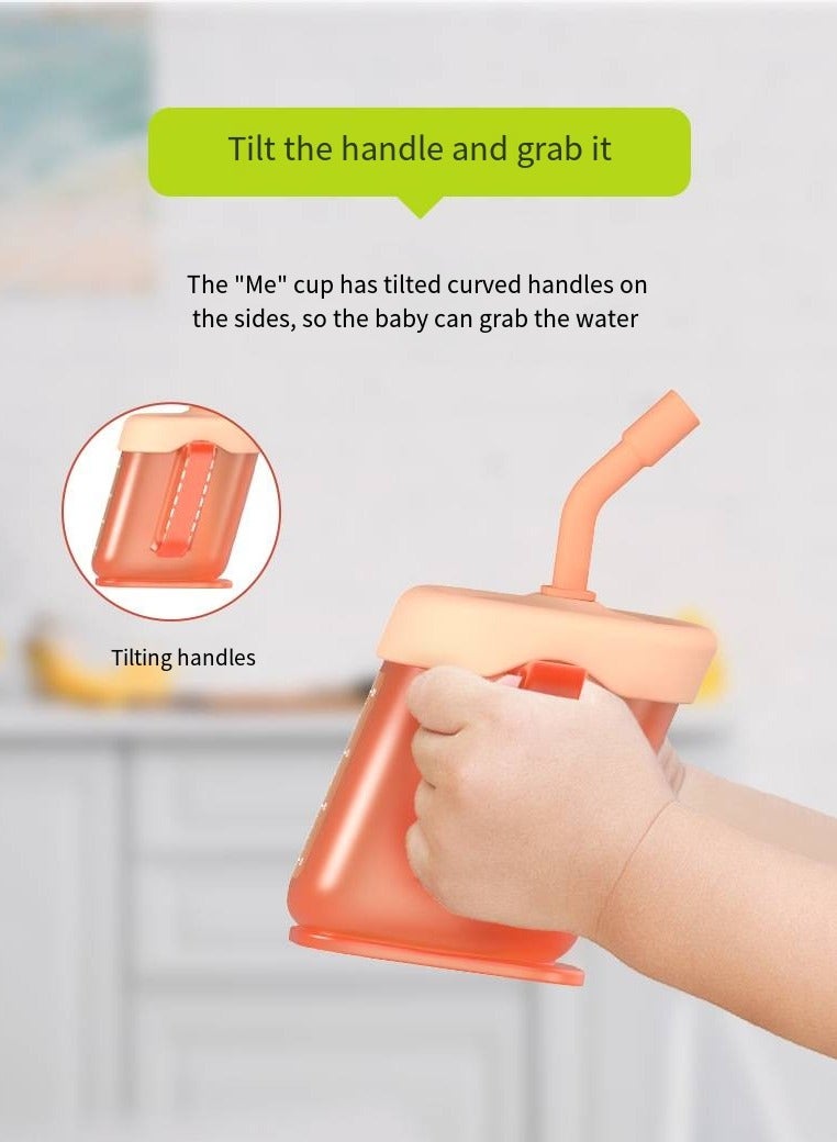 أطفال الهوغوز كأس تعليم الأطفال كأس الحليب مع معايرة مقبض الطفل كأس سيبي للأطفال كأس شرب مضاد للاختناق (برتقالي) - Image 3