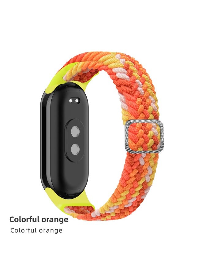 Generic Suitable For Mi Band 9 Strap Woven Slide Button Adjustable Wristband Mi8 Special Nylon Replacement Band Fashion Bracelet-Color:Mi 9/8-colorful Orange [woven Slide Buckle Style]  - Image 1