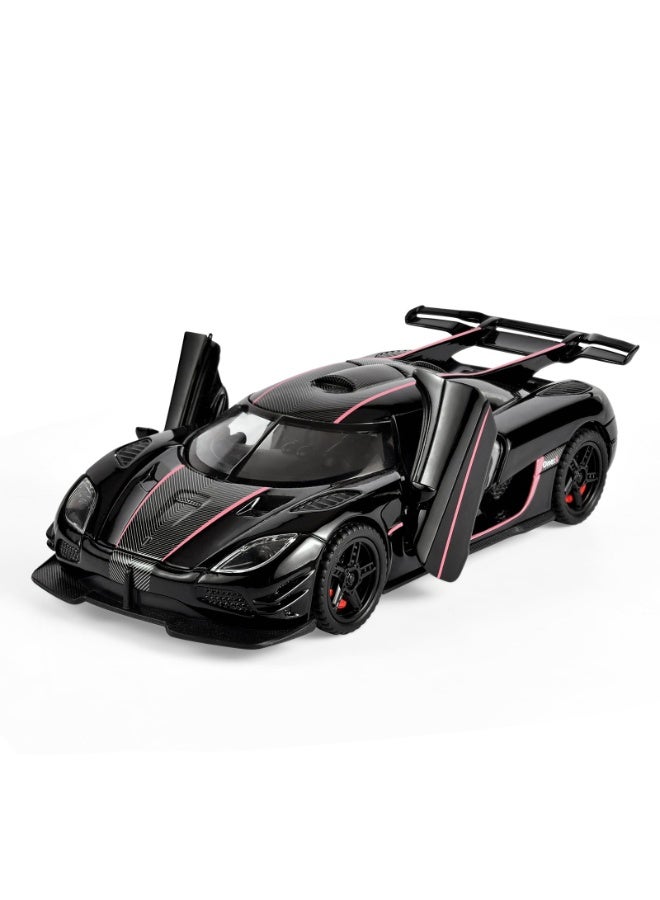 Chabeia Toy Cars 1/32 Scale Koenigsegg One Diecast Cars,Car Models with Light Sound and Pull Back,Car Toys Birthday Gifts for Boys and Boyfriends (Black) - Image 1