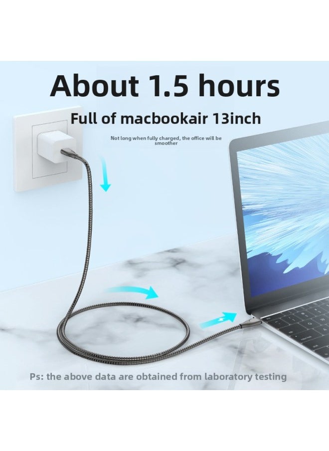 Generic - Zinc Alloy PD Data Line 100W Fast Charging Metal Hose Spring Line Animal Anti-bite Winding Mobile Phone 6A Charging Line-Model:C To C (silver) 2m - Image 1