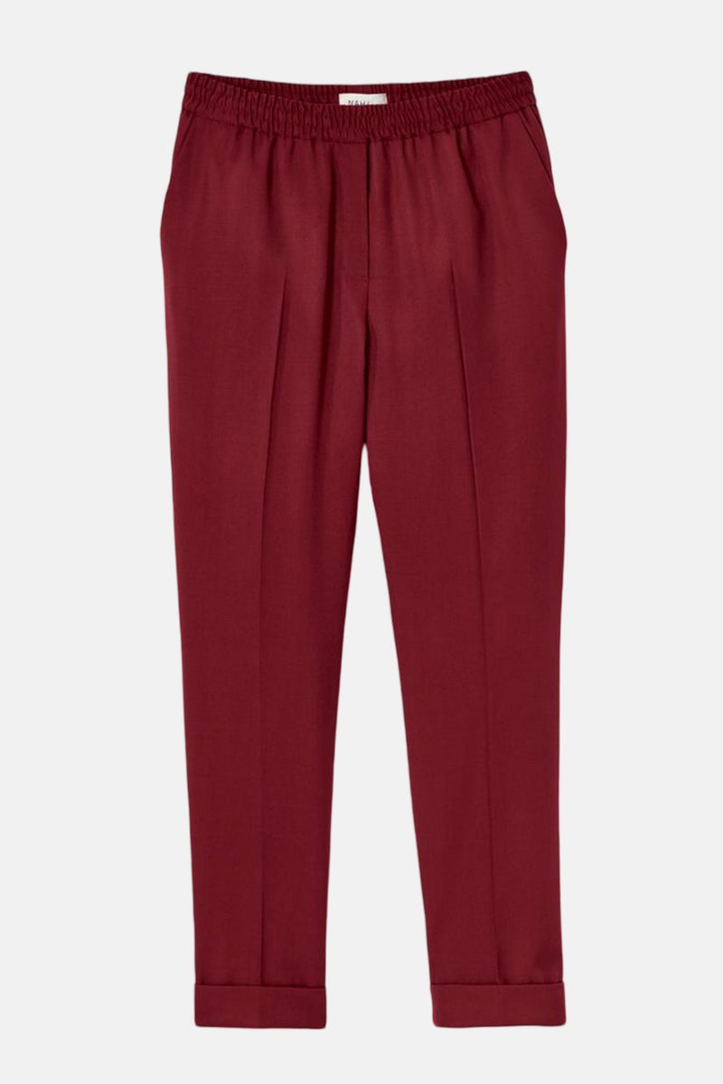 Tchibo Women Regular Fit Solid Staright Leg Pants, Maroon  - Image 2