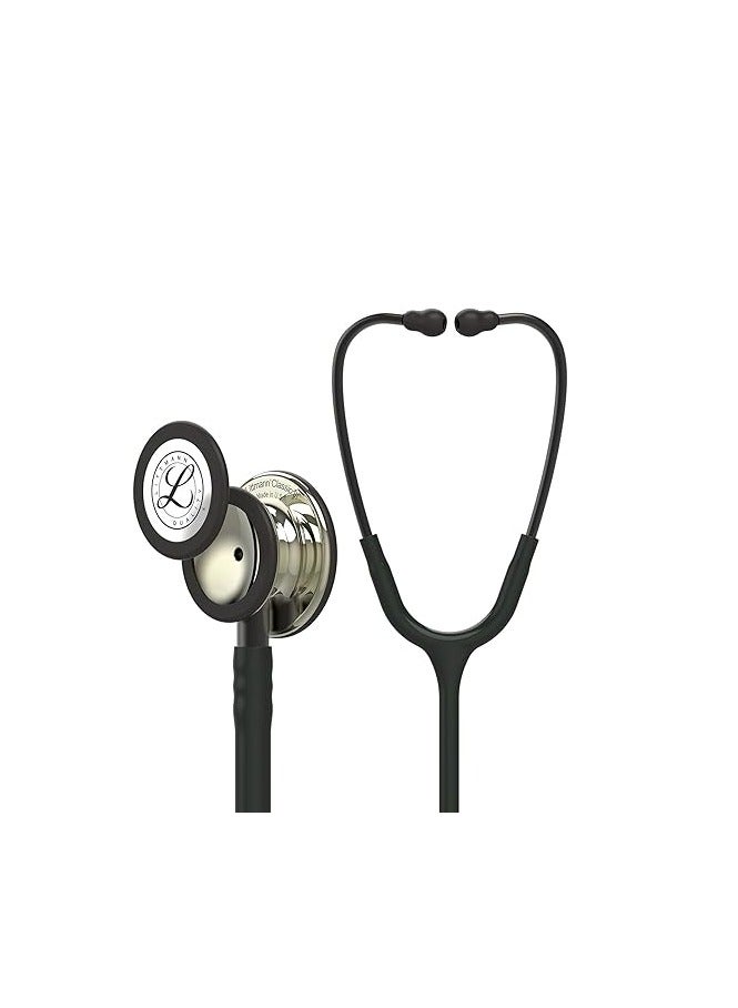 ليتمان سماعة الطبيب 3M ليتمان كلاسيك III للمراقبة، قطعة صدر بلمسة نهائية بلون الشمبانيا، أنبوب أسود، جذع دخان وسماعة رأس، 27 بوصة، 5861 - Image 1
