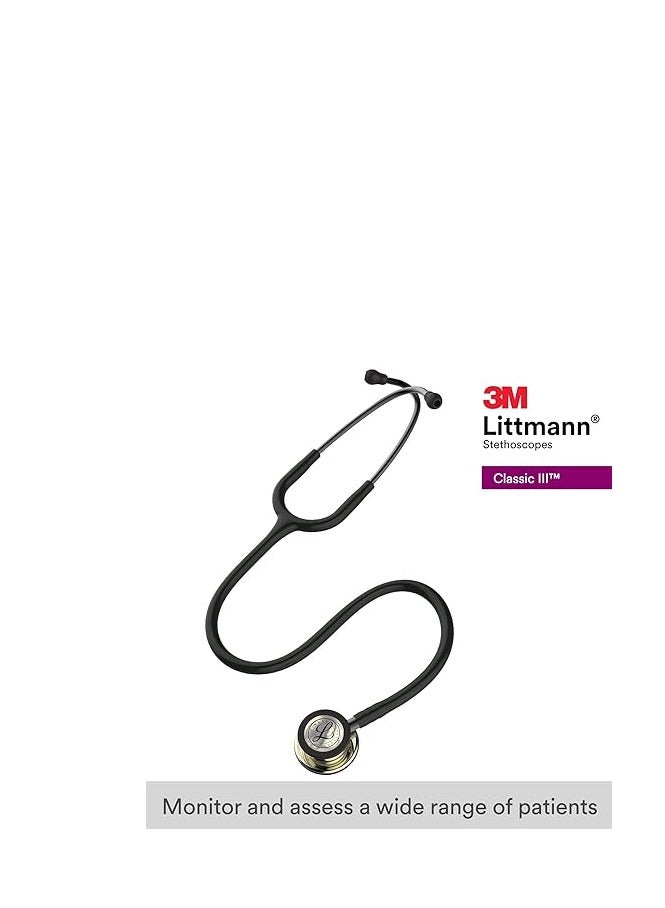 ليتمان سماعة الطبيب 3M ليتمان كلاسيك III للمراقبة، قطعة صدر بلمسة نهائية بلون الشمبانيا، أنبوب أسود، جذع دخان وسماعة رأس، 27 بوصة، 5861 - Image 2