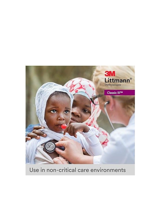 ليتمان سماعة الطبيب 3M ليتمان كلاسيك III للمراقبة، قطعة صدر بلمسة نهائية بلون الشمبانيا، أنبوب أسود، جذع دخان وسماعة رأس، 27 بوصة، 5861 - Image 5