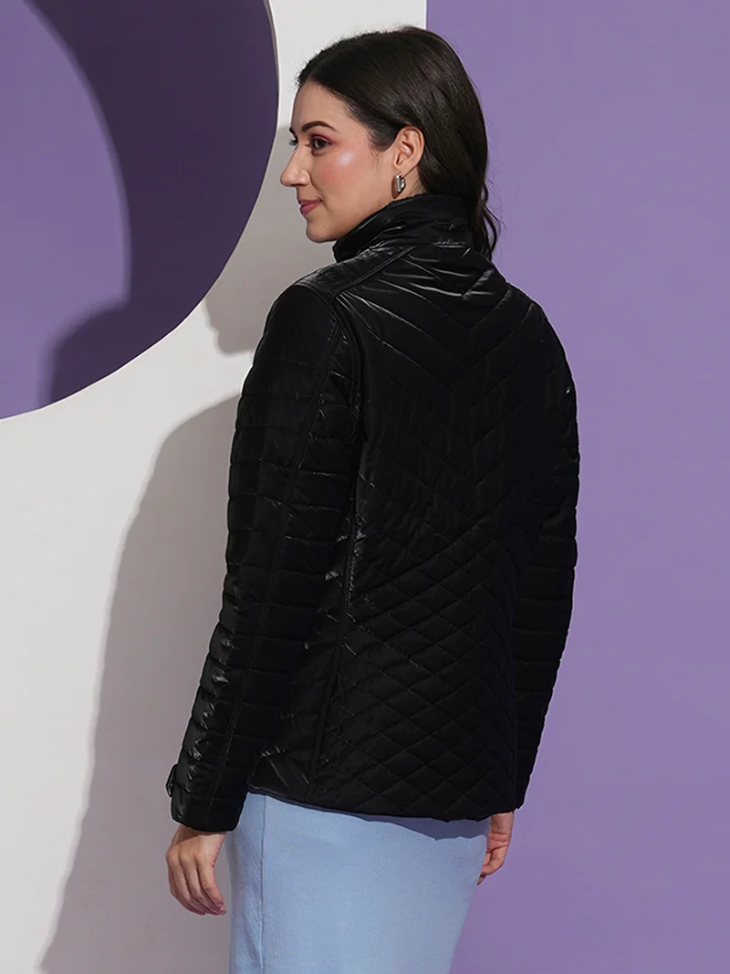 globus Globus Women Mock Neck Front Pockets Winter Wear Insulator Puffer Jacket