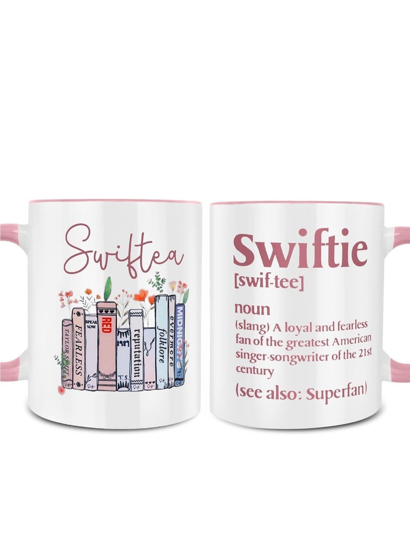 RYN American Singer Coffee Mug - Double Side Printed T. Swizzle Coffee Mug - 11 Ounce Pink Rim and Interior- Gifts for Singer Fans - Novelty Coffee Mug - Image 1