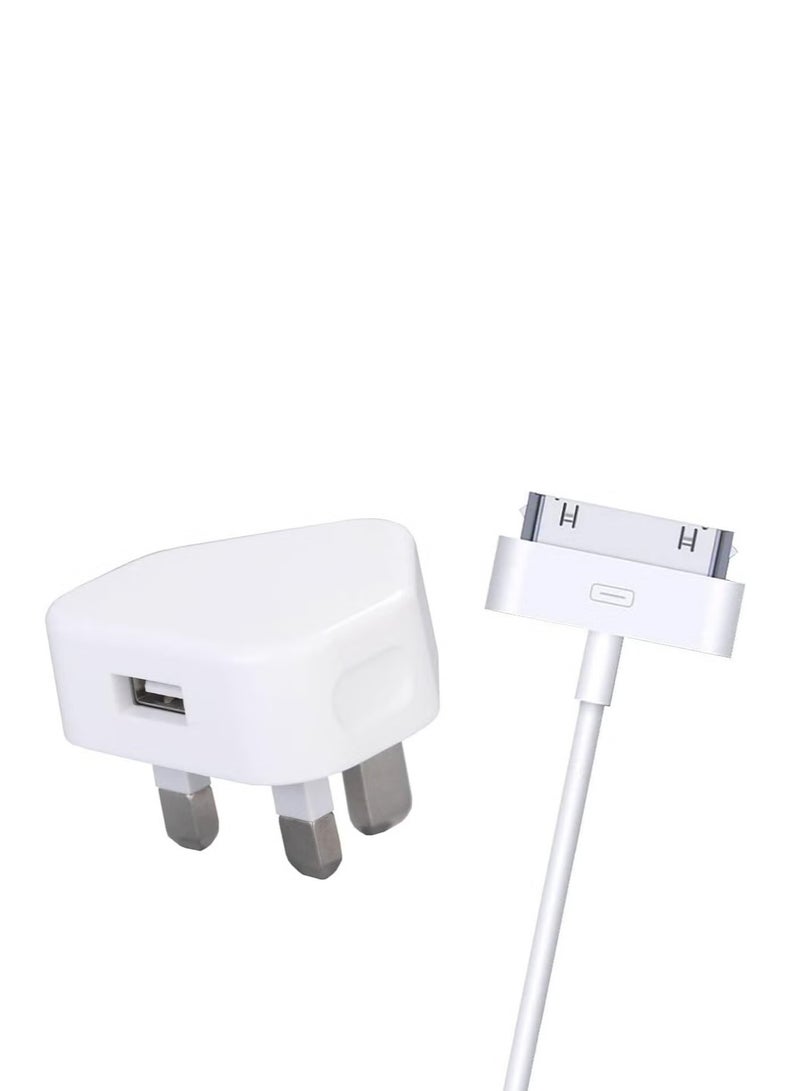 قابس شاحن حائط وكابل بطول 1 متر متوافق مع آيفون 4/4S/3G/3GS، آيباد 2/3، آيبود تاتش/نانو/كلاسيك - Image 3