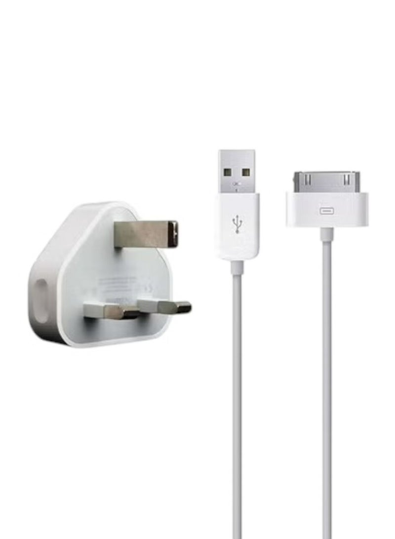 قابس شاحن حائط وكابل بطول 1 متر متوافق مع آيفون 4/4S/3G/3GS، آيباد 2/3، آيبود تاتش/نانو/كلاسيك - Image 2