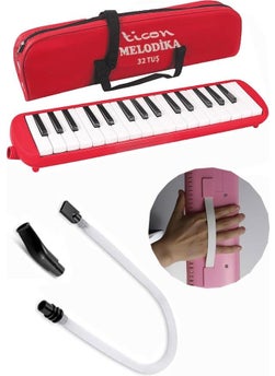 Artlantis Melodica 32 Keys Red Cloth Bag 1 Piece Music Book A4 Plastic Cover 40 Sheets Spiral 1 Piece Melodica with Hose Hanger Carrying Handle School Student  - Image 2