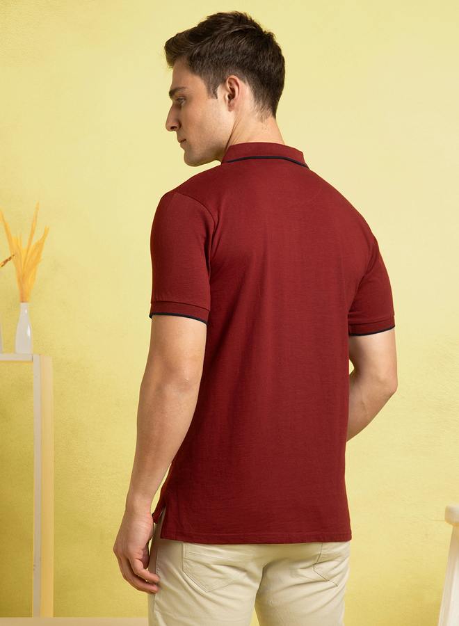 Dennis Lingo Men's Cabernet Single Jersey Solid Pattern Regular Fit T-Shirt  - Image 5