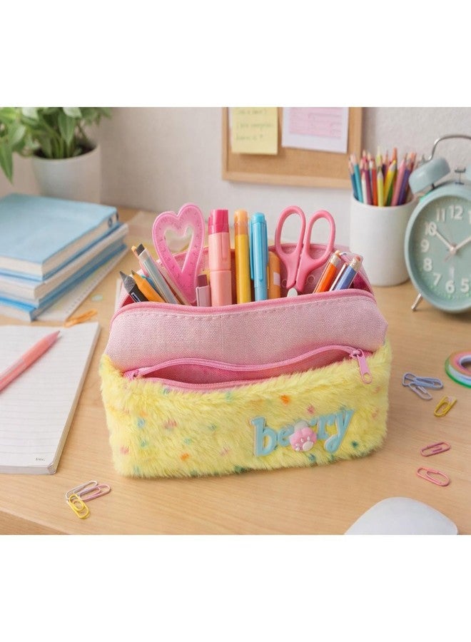 BLLUEX Large Capacity Pencil Case for Kids & Students, Durable Zipper Pouch, Aesthetic Stationery Organizer for School, College & Office (Boys & Girls) (Berry - Pink) - Image 2