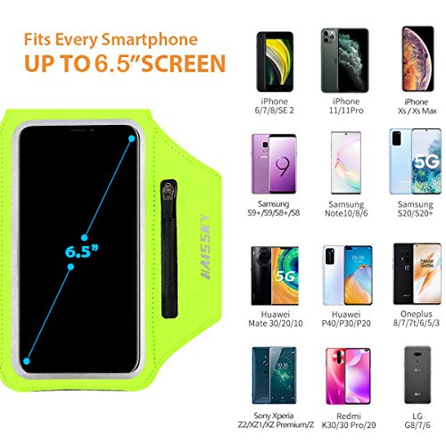 HAISSKY Running Armband with Earphone Bag Cell Phone Armband for iPhone 17 16 15 Pro 14 Plus 13 11 XR, Galaxy S24/S10 Water Resistant Sports Phone Holder Case & Zipper Slot Car Key Holder for 6.7 inch Phone - Image 4