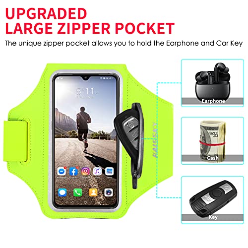 HAISSKY Running Armband with Earphone Bag Cell Phone Armband for iPhone 17 16 15 Pro 14 Plus 13 11 XR, Galaxy S24/S10 Water Resistant Sports Phone Holder Case & Zipper Slot Car Key Holder for 6.7 inch Phone - Image 2