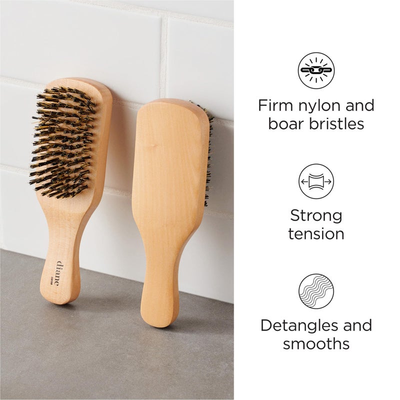 Diane Reinforced Boar Bristle Club Wave Brush for Men and Barbers â€“ Hard Bristles for Thick to Coarse Hair â€“ Use for Detangling, Smoothing, Wave Styles, Restore Shine and Texture - Image 2