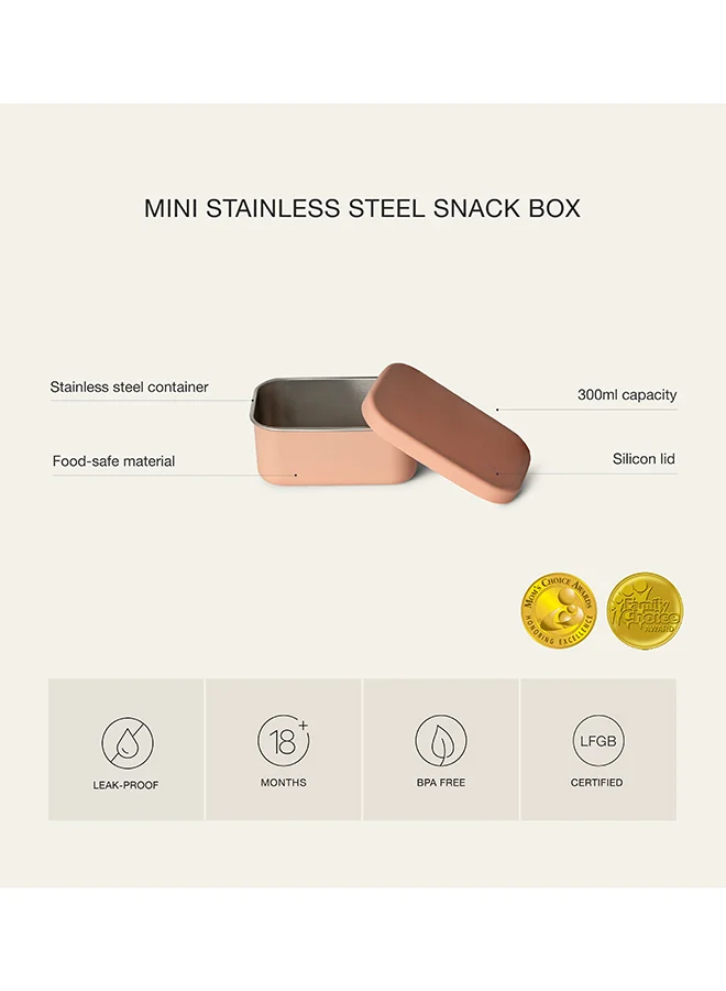 Citron Mini Stainless Steel Snackbox With 1 Compartment For Kids, Leak Proof And Bpa Free - Brick