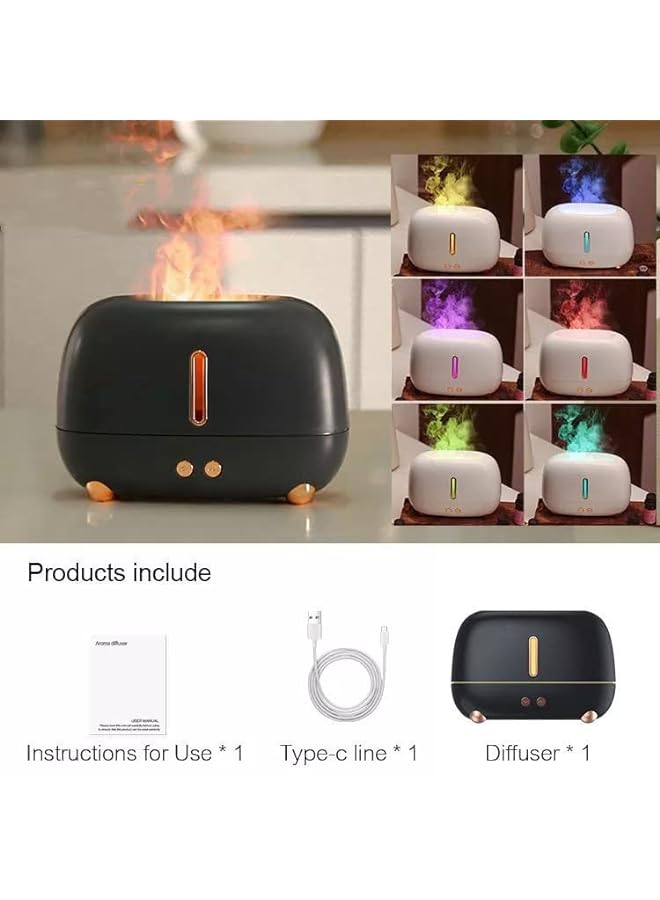 Zaboon Simulation Flame Mist Humidifier Flame Diffuser 7 Color Changing Night Lights Aromatherapy Essential Oil Diffuser for Home, Office & Bedroom Autooff250ML Dark Grey - Image 4