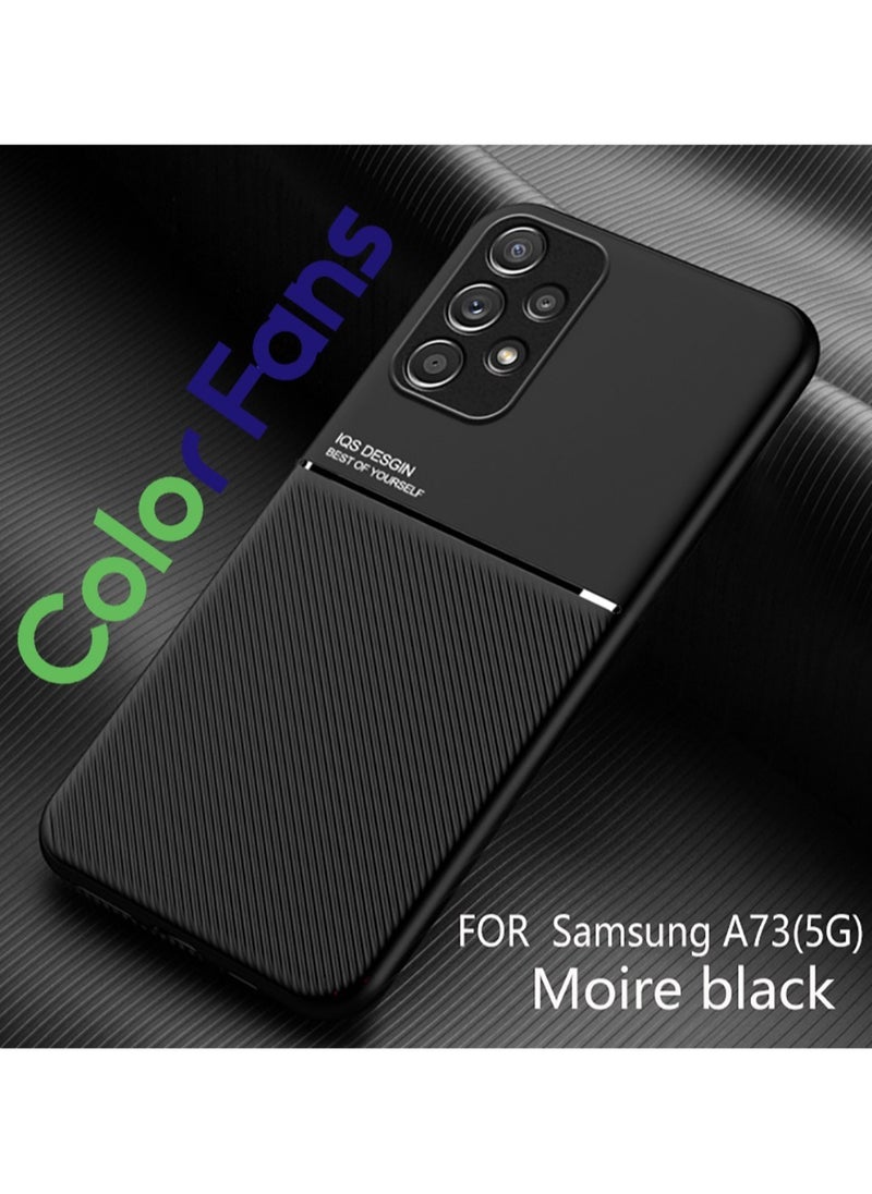Color Fans Shockproof Rubber Cover For Samsung Galaxy A73 5G Magnetic Case Moire Black  - Image 1