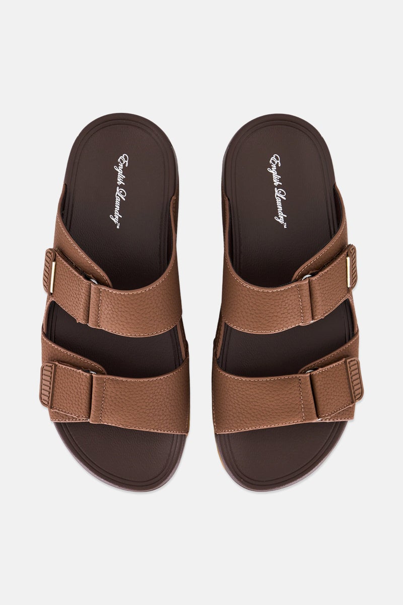 English Laundry Men Two Strap Slip On Arabic Sandals, Dark Brown  - Image 3