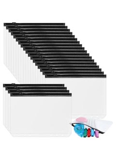 Arabest 30 PCS 3/6 Ring Binder Zipper Pouch Binder Pockets 3/6 Holes Clear Zipper Binder Folders Waterproof PVC Loose Leaf Bags Filling Bags(Black Zippers,A6)  - Image 1