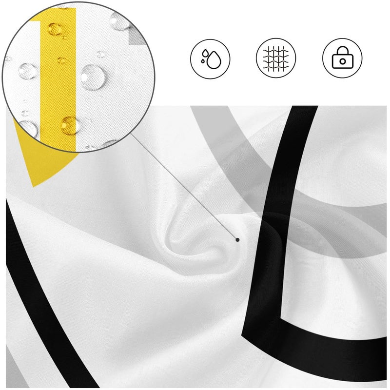 Kikiry Yellow and Black Shower Curtain 60''W x 72''L White Grey Gray Abstract Geometric Cross Modern Checkered Geometry Minimalist Men Simple Neutral Design Polyester Waterproof 12 Pack Plastic Hooks - Image 2
