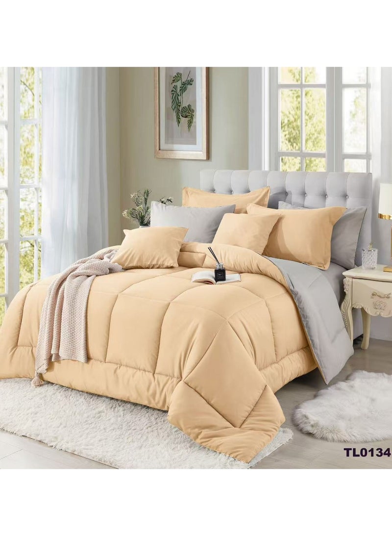 Cotton Filling Comforter 8 Pieces Set ,Soft Microfiber Fabric,  Double Size 240x 220 cm, Hotel Comforter