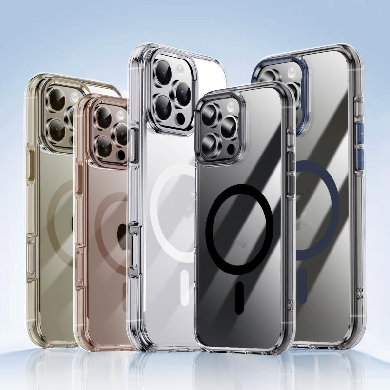 إيباكي جراب هاتف مغناطيسي مقاوم للصدمات من سلسلة Mingxing Magsafe لهاتف Iphone 16 مصنوع من مادة PC+TPU (شفاف + تيتانيوم) - Image 2