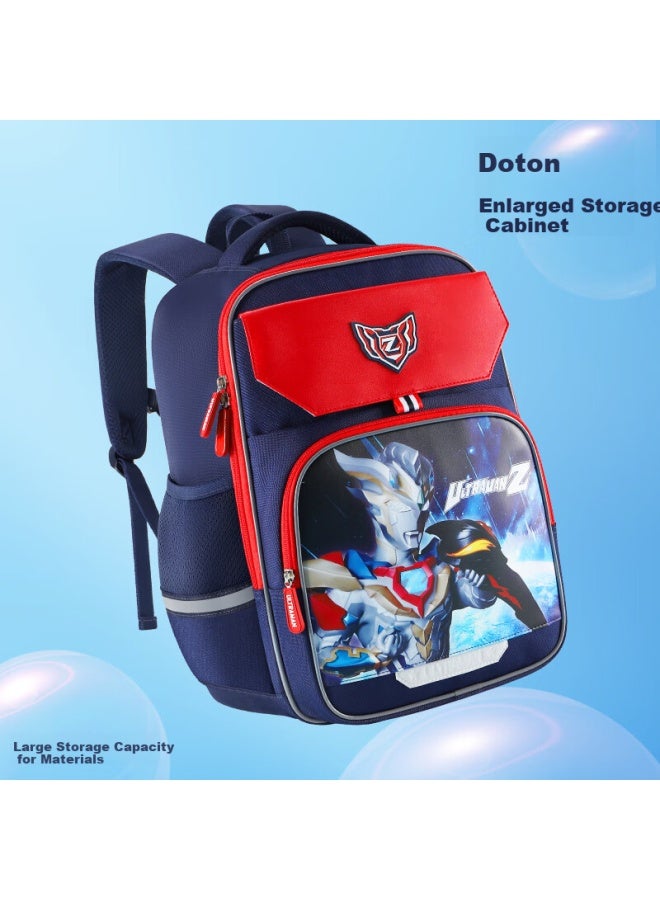 Ultraman Kids School Backpack For Boys Grades 1-3 Durable Lightweight Large Capacity Su80059 Navy Blue