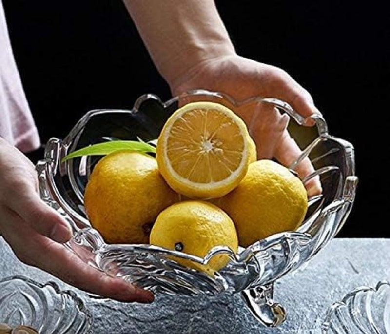 Luxansa Premium Crystal Glass Serving Fruit Bowl Vegetable Bowl Table Fruit Bowl DryFruit Bowl Desert Bowl Dining Table Designer Bowl Fruit Salad Bowl Pack of 1 - Image 4