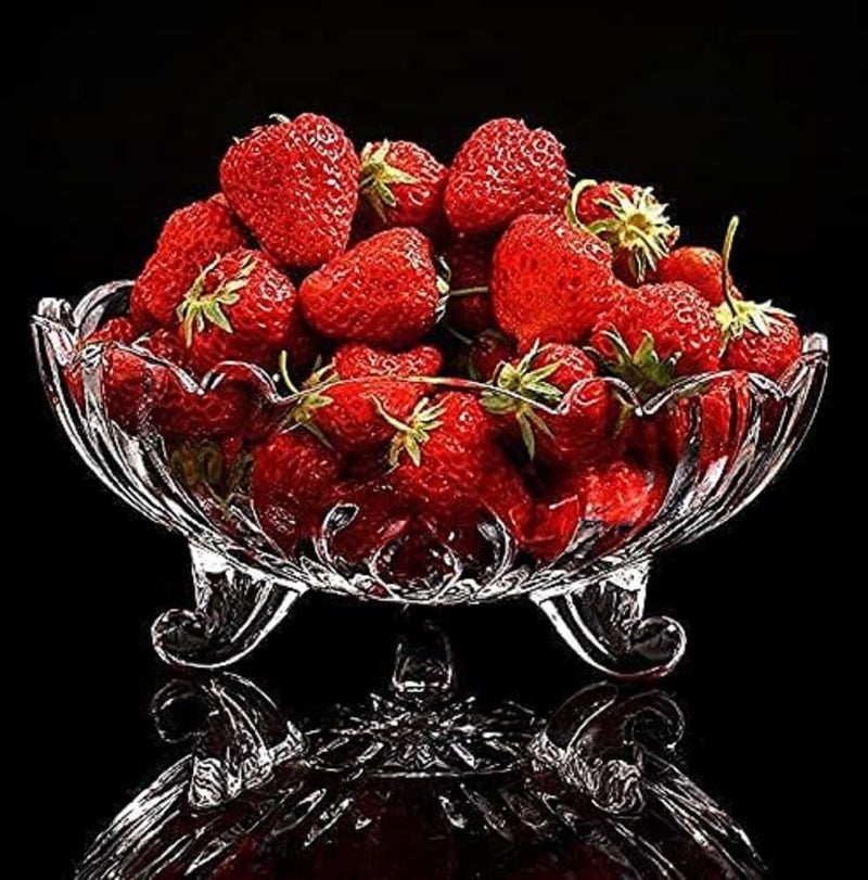 Luxansa Premium Crystal Glass Serving Fruit Bowl Vegetable Bowl Table Fruit Bowl DryFruit Bowl Desert Bowl Dining Table Designer Bowl Fruit Salad Bowl Pack of 1 - Image 3