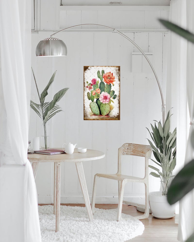 EMOHAT Succulent Bouquet Cactus Flowers Metal Tin Sign Green Leaves Decoration Botanical Cacti Floral Plants Retro Decor Poster Wall Art for Bedroom Backyard Yard Living Room 12x8 Inches - Image 5