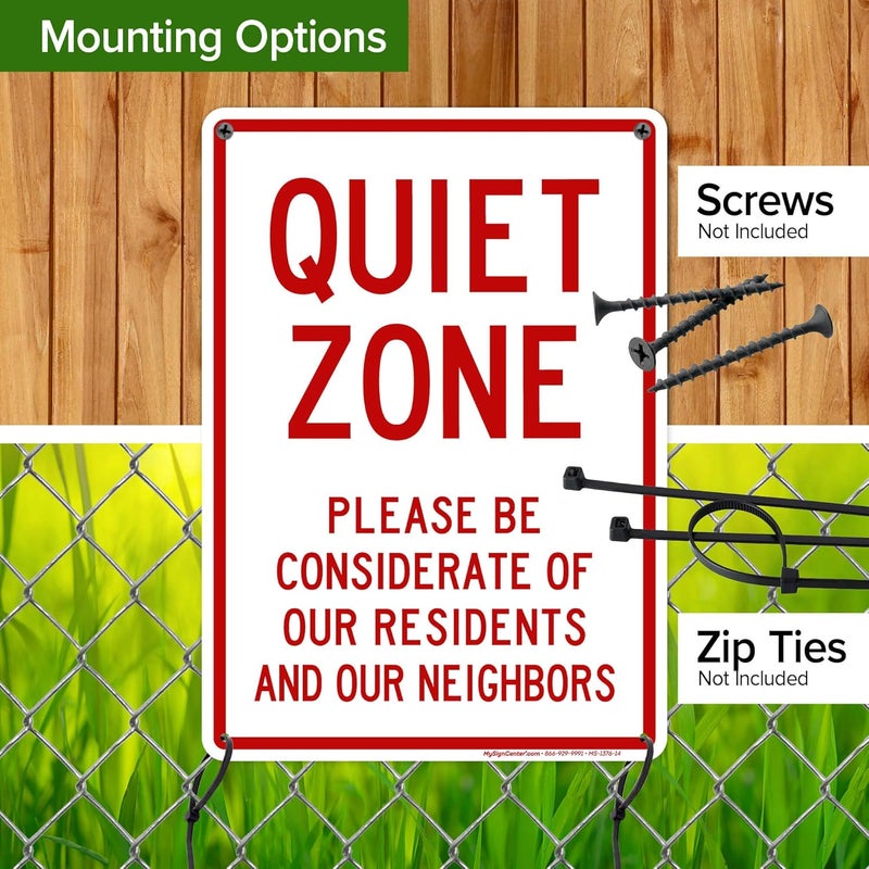 ARS ''Quiet Zone Please Be Considerate'' - 10"x14" - .040 Rust Free Aluminum - Made in USA - UV Protected and Weatherproof - Image 4