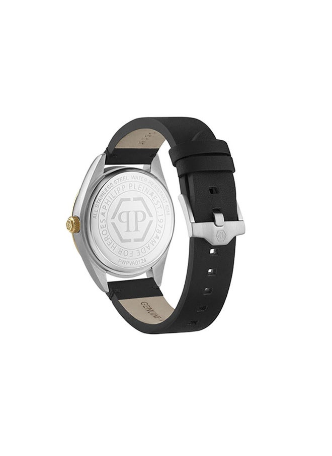 PHILIPP PLEIN - DATE SUPERLATIVE GENT Philipp Plein Men’s Watch, 42mm, Emerald-Green Dial, Gold-Tone Bezel, Black Calf Leather Strap, Swiss Quartz Movement - Image 1